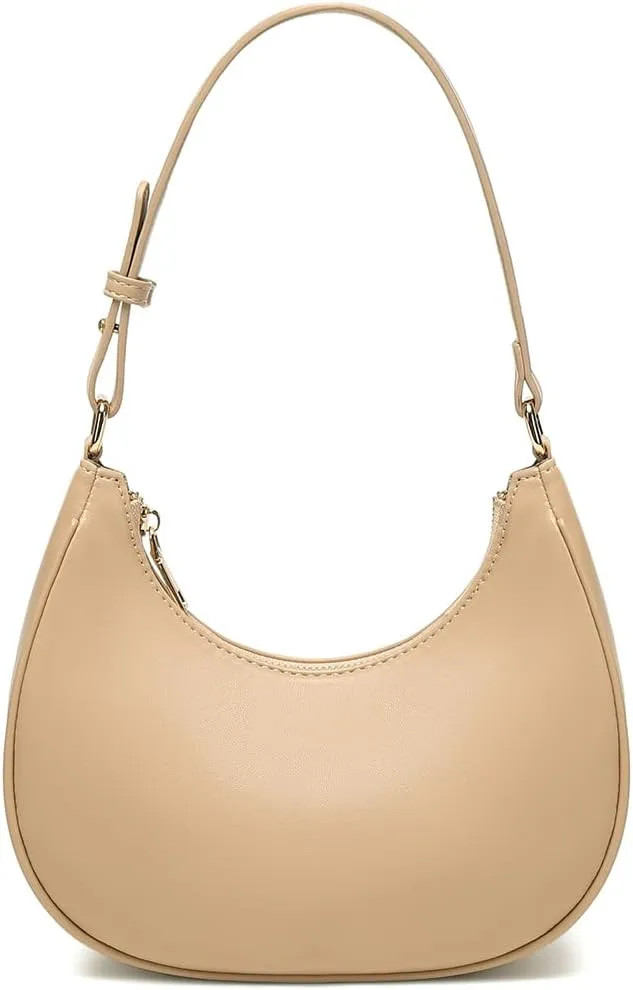 Crescent Shoulder Bags for Women Cute Hobo Tote Handbag Under the Arm Purses Mini Clutch Purse with Zipper Closure
