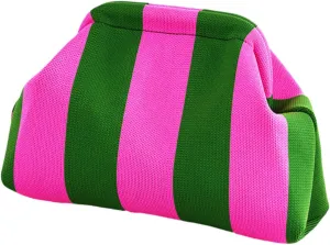 Crochet Clutch Purses for Women Dumpling Bag Woven Beach Cutch Evening Handbags Striped Cloud Purse