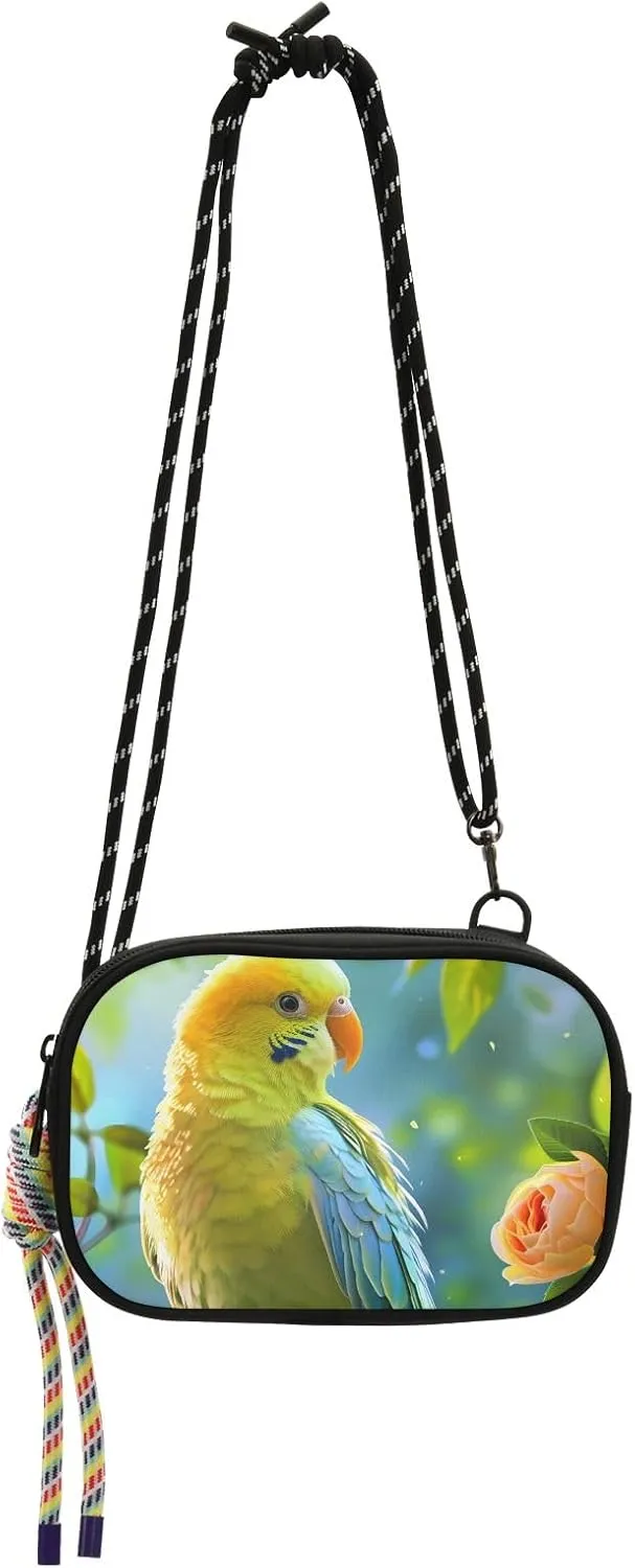 Crossbody Bag Budgie Bird in Branch Phone Purse Small Handbag