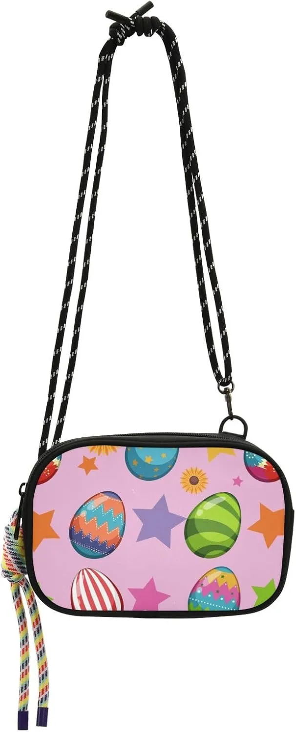 Crossbody Bag Easter Colored Eggs Cell Phone Purse Wallet with Credit Card Slots Multicolor Handbag with Adjustable Strap Fits Phone Keys And More