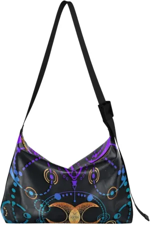 Crossbody Bag for Women Men Trendy Astronomical Moon Stars Leather Casual Hobo Shoulder Bags Purses with Adjustable Strap Colored Boho Fashion Large Sling Handbag