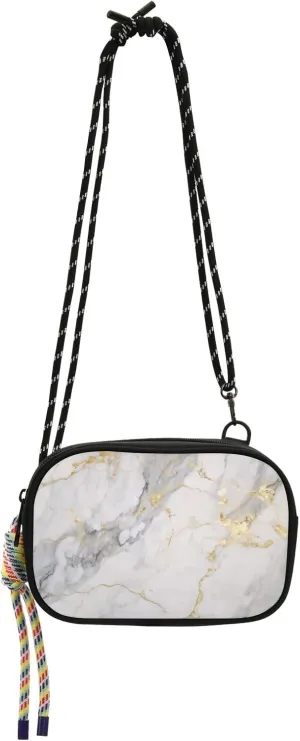 Crossbody Bag Gold Gray Marble Texture Phone Purse Small Handbag