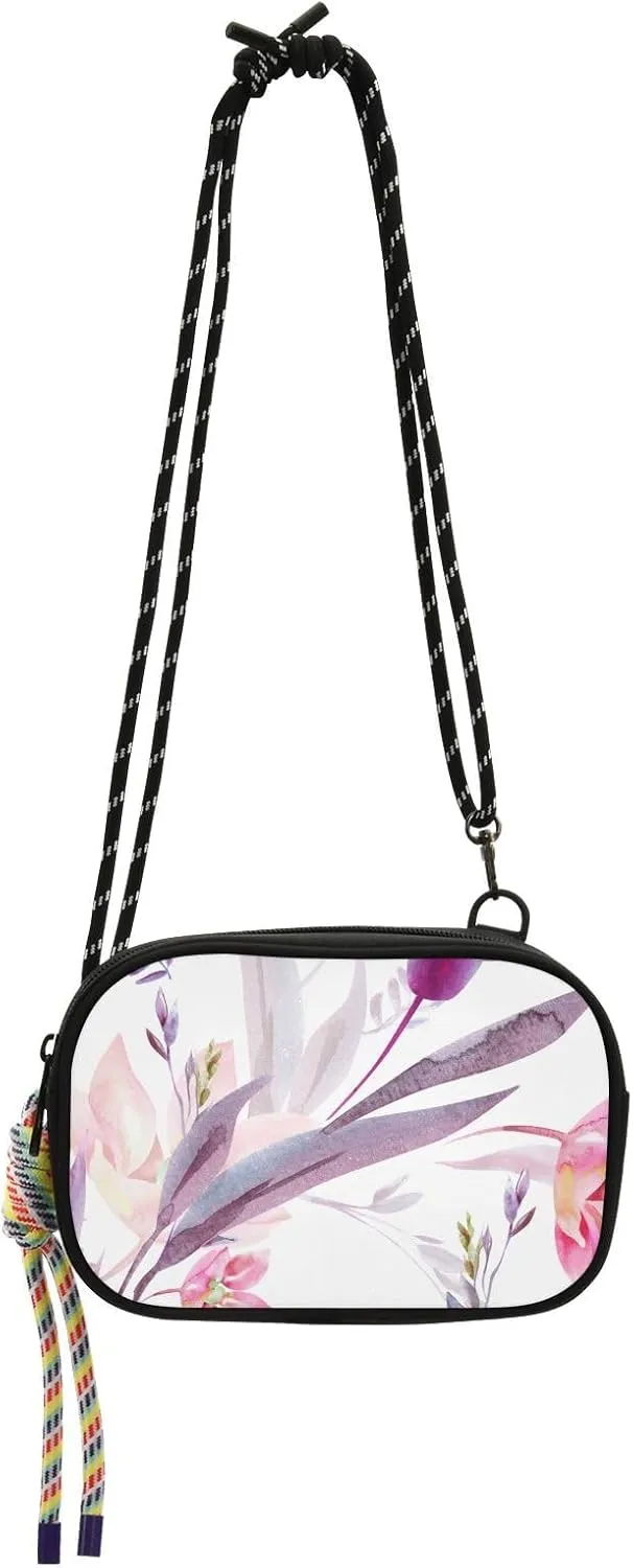 Crossbody Bag Hand Painted Pastel Floral Cell Phone Purse Wallet with Credit Card Slots Multicolor Handbag with Adjustable Strap Fits Phone Keys And More