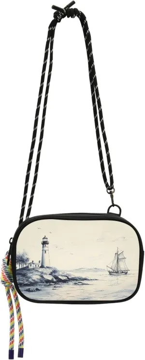 Crossbody Bag Lighthouse and Boat Pattern Phone Purse Small Handbag