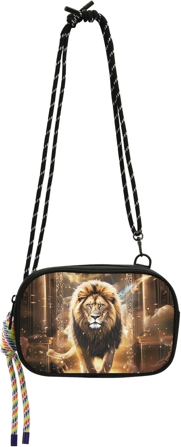 Crossbody Bag Majestic Lion Walking Through Grand Gate Phone Purse Small Handbag