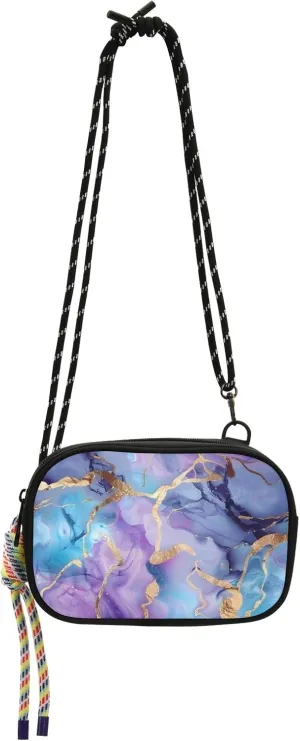 Crossbody Bag Marble Watercolor Blue Purple Phone Purse Small Handbag