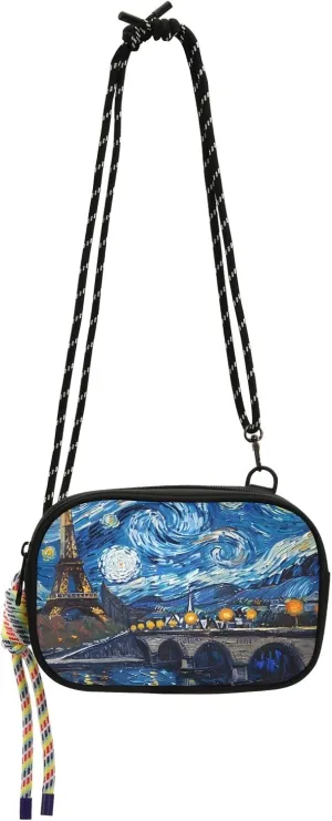 Crossbody Bag Night Paris Painting Phone Purse Small Handbag