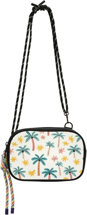 Crossbody Bag Palm Tree Little Flowers Pattern Phone Purse Small Handbag