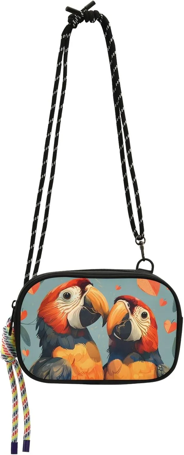 Crossbody Bag Parrot Bird Flower Phone Purse Small Handbag