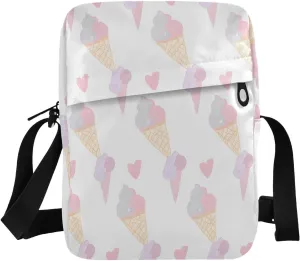 Crossbody Bag Pastel Colored Ice Cream Cones Messenger Bag for Women Men Purse Shoulder Bag Satchel Bag with Adjustable Strap 214C1589