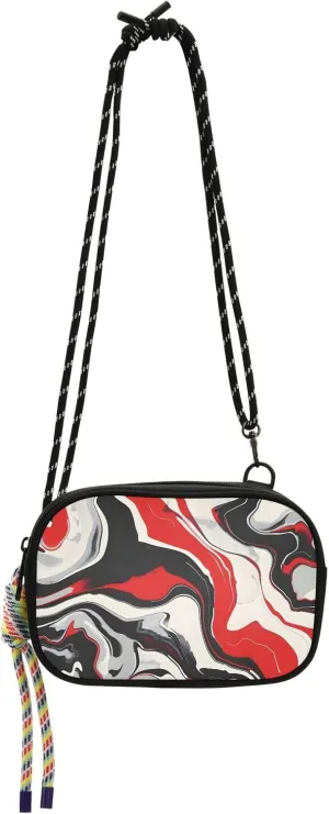 Crossbody Bag Red Gray White Black Liquid Marble Texture Phone Purse Small Handbag