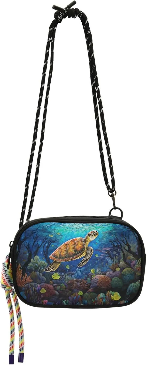 Crossbody Bag Turtle Swimming in The Sea Phone Purse Small Handbag