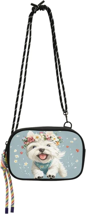 Crossbody Bag West Highland White Terrier Dog Running Phone Purse Small Handbag