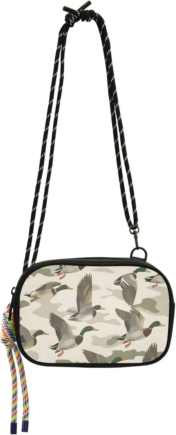 Crossbody Bag Wild Duck on Camouflage Background Phone Purse Small Handbag