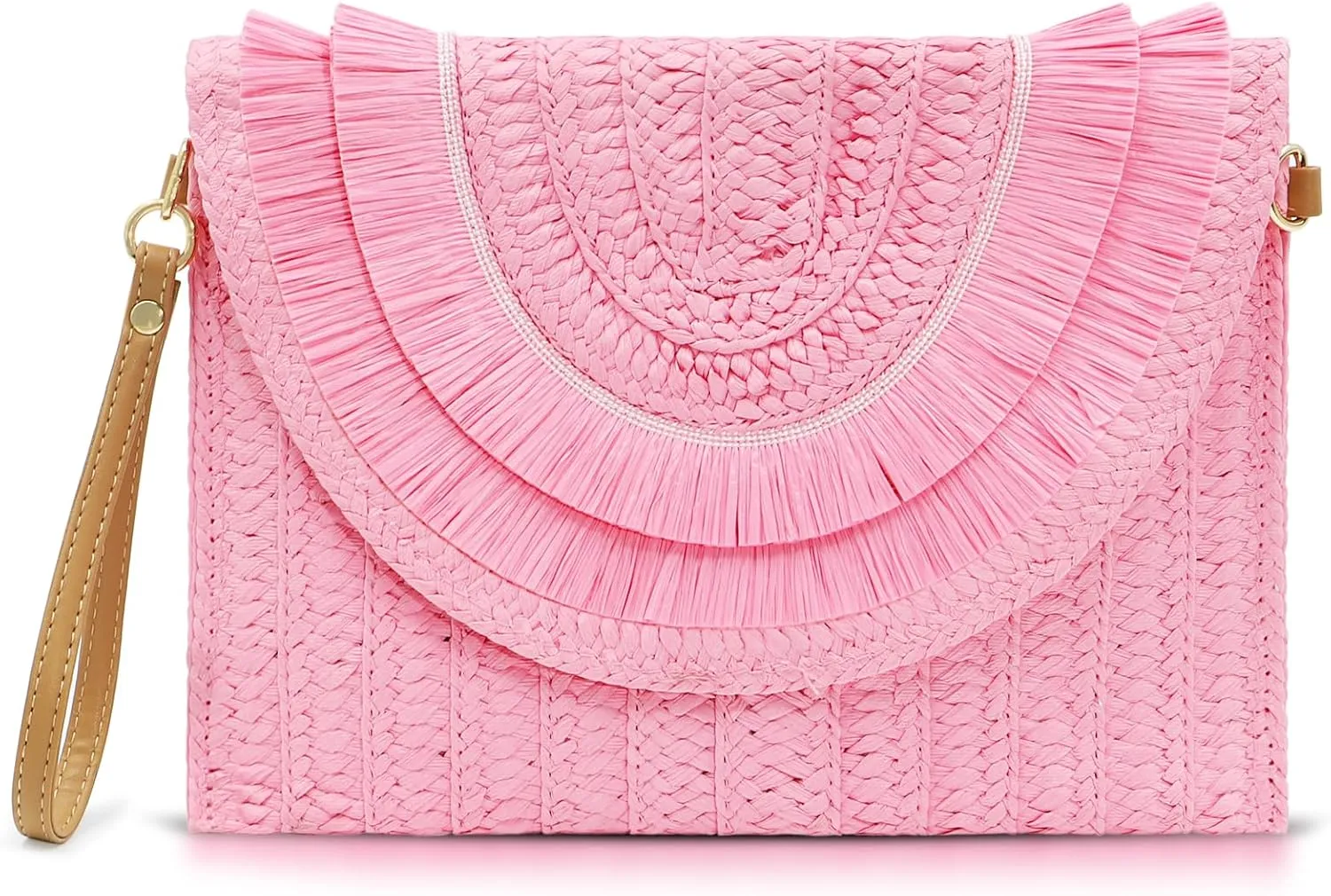 Crossbody Bags for Women, Straw Clutch Purses, Bohemian Handmade Woven Envelope Package, Tassel Handbags for Women