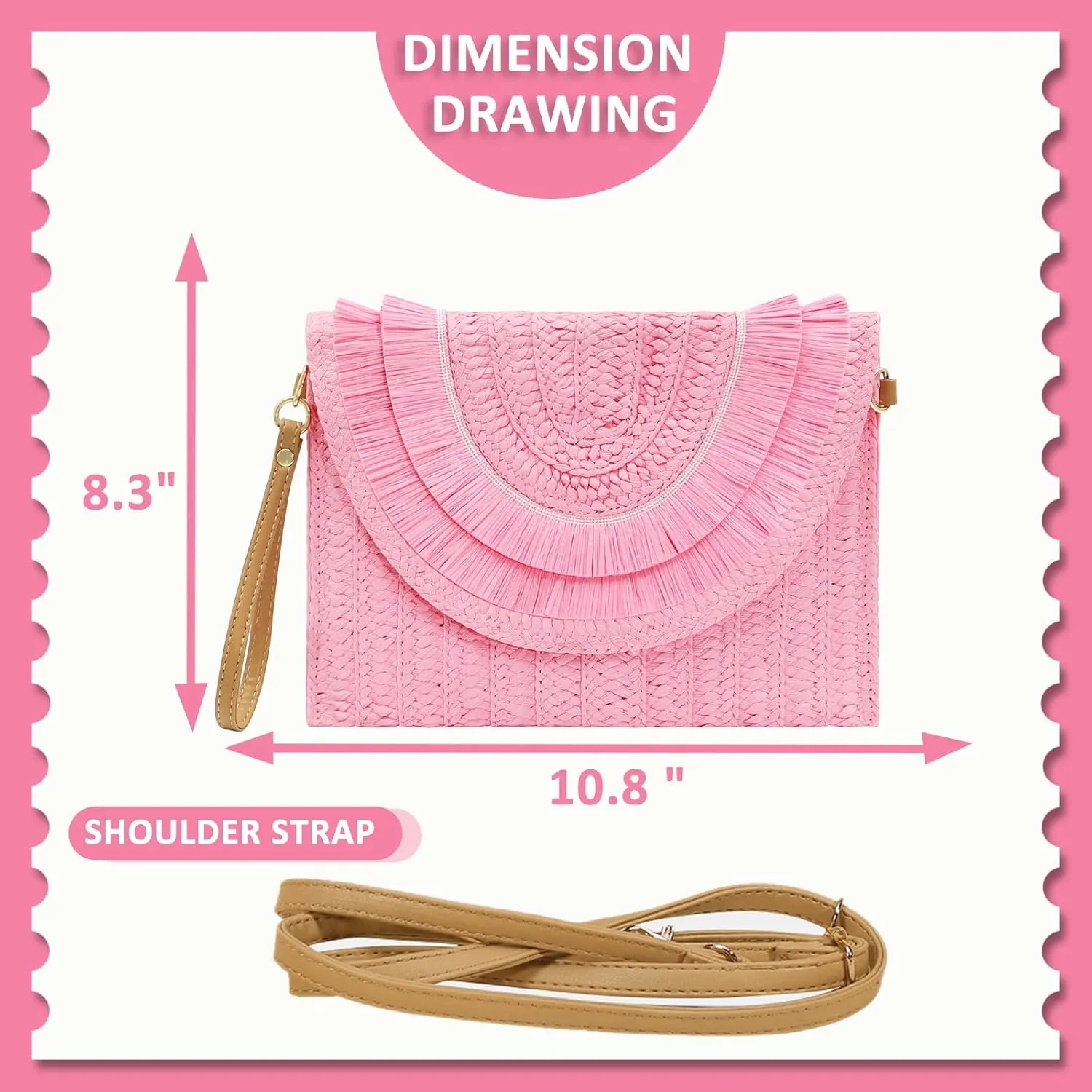 Crossbody Bags for Women, Straw Clutch Purses, Bohemian Handmade Woven Envelope Package, Tassel Handbags for Women