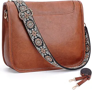 Crossbody Bags For Women Trendy Vegan Leather Travel Bags Shoulder Purses For Women With 2 Adjustable Strap