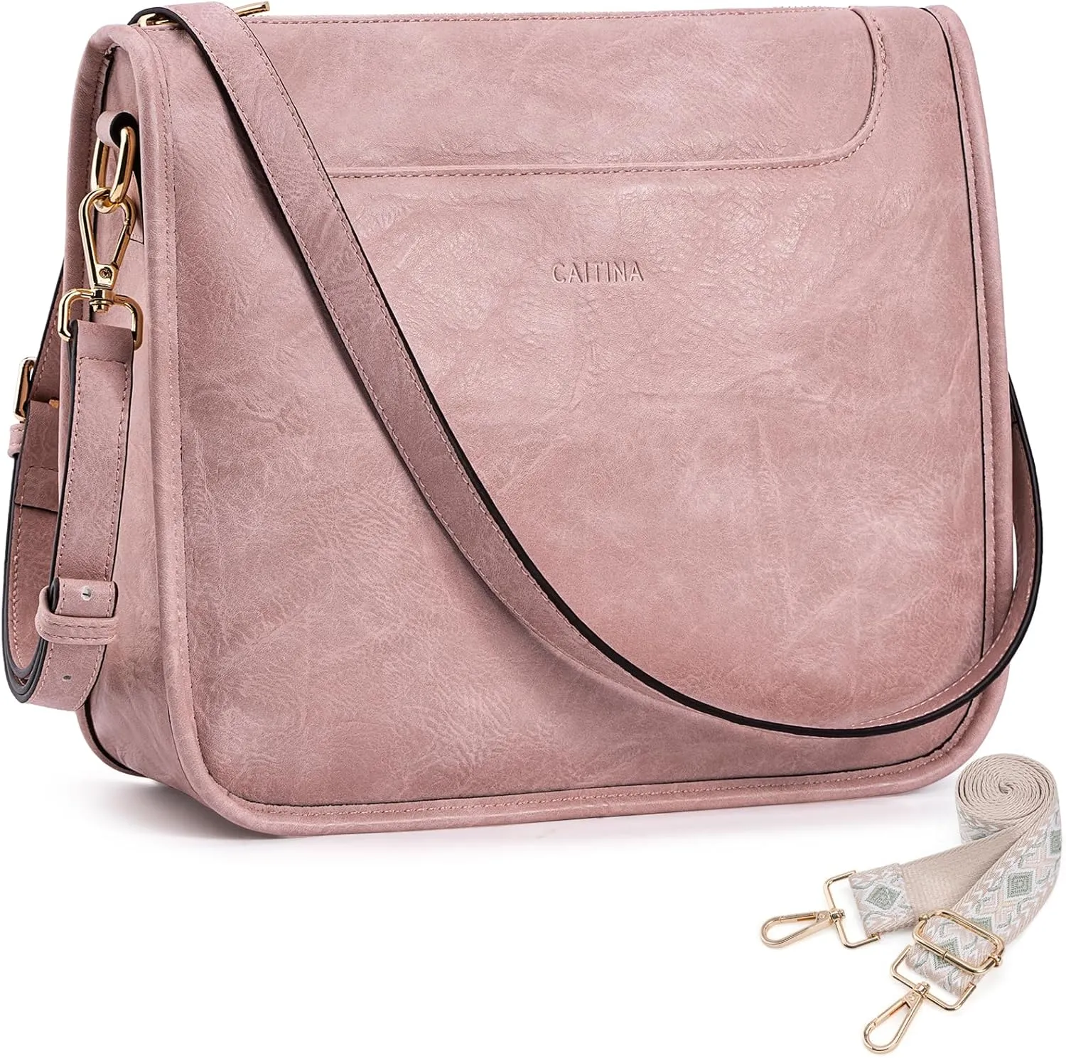 Crossbody Bags For Women Trendy Vegan Leather Travel Bags Shoulder Purses For Women With 2 Adjustable Strap