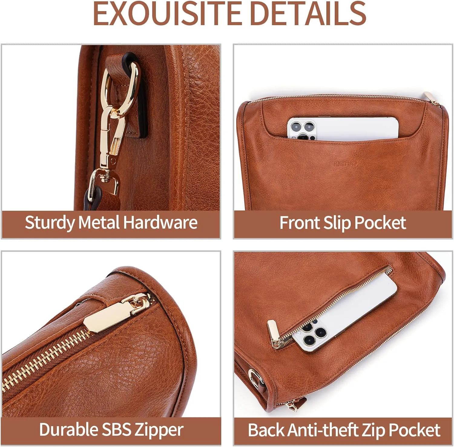 Crossbody Bags For Women Trendy Vegan Leather Travel Bags Shoulder Purses For Women With 2 Adjustable Strap