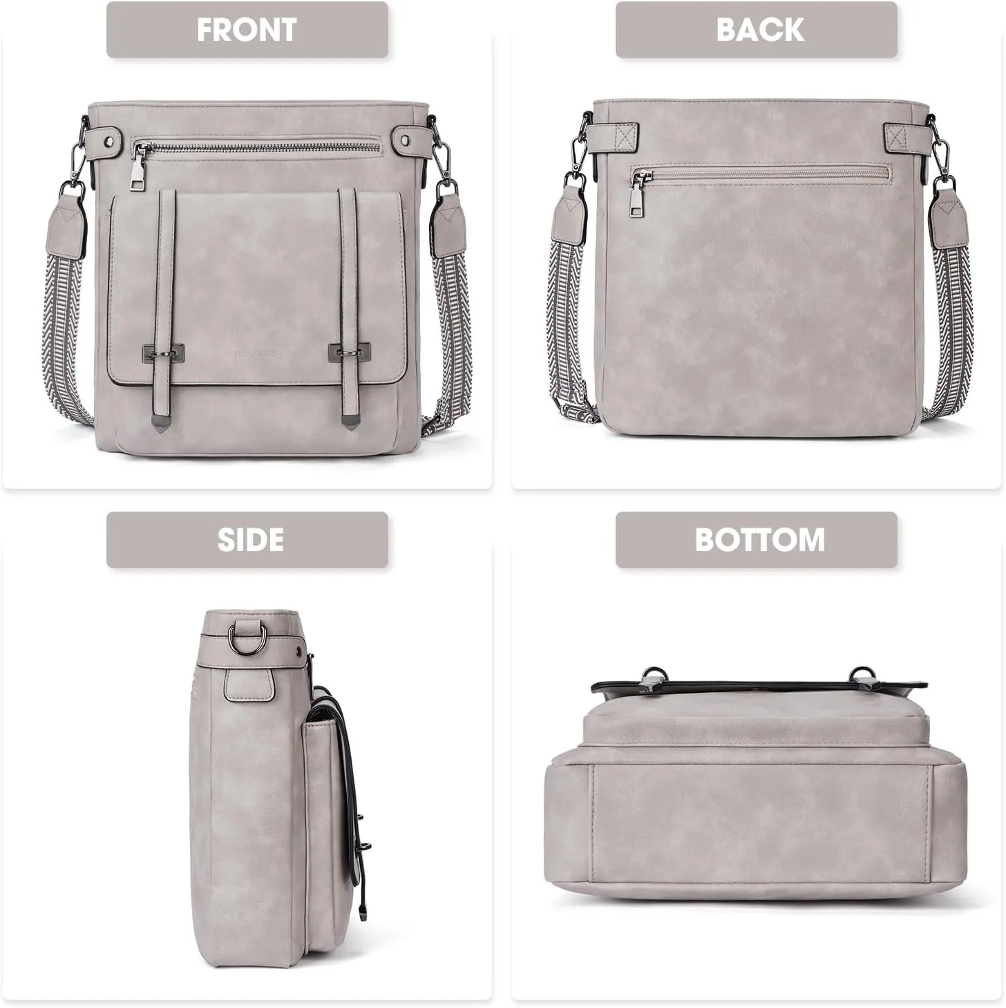 Crossbody Bags for Women,Multi Pocket Crossbody Purses Vegan Leather Shoulder Handbags Travel Purse Adjustable Strap