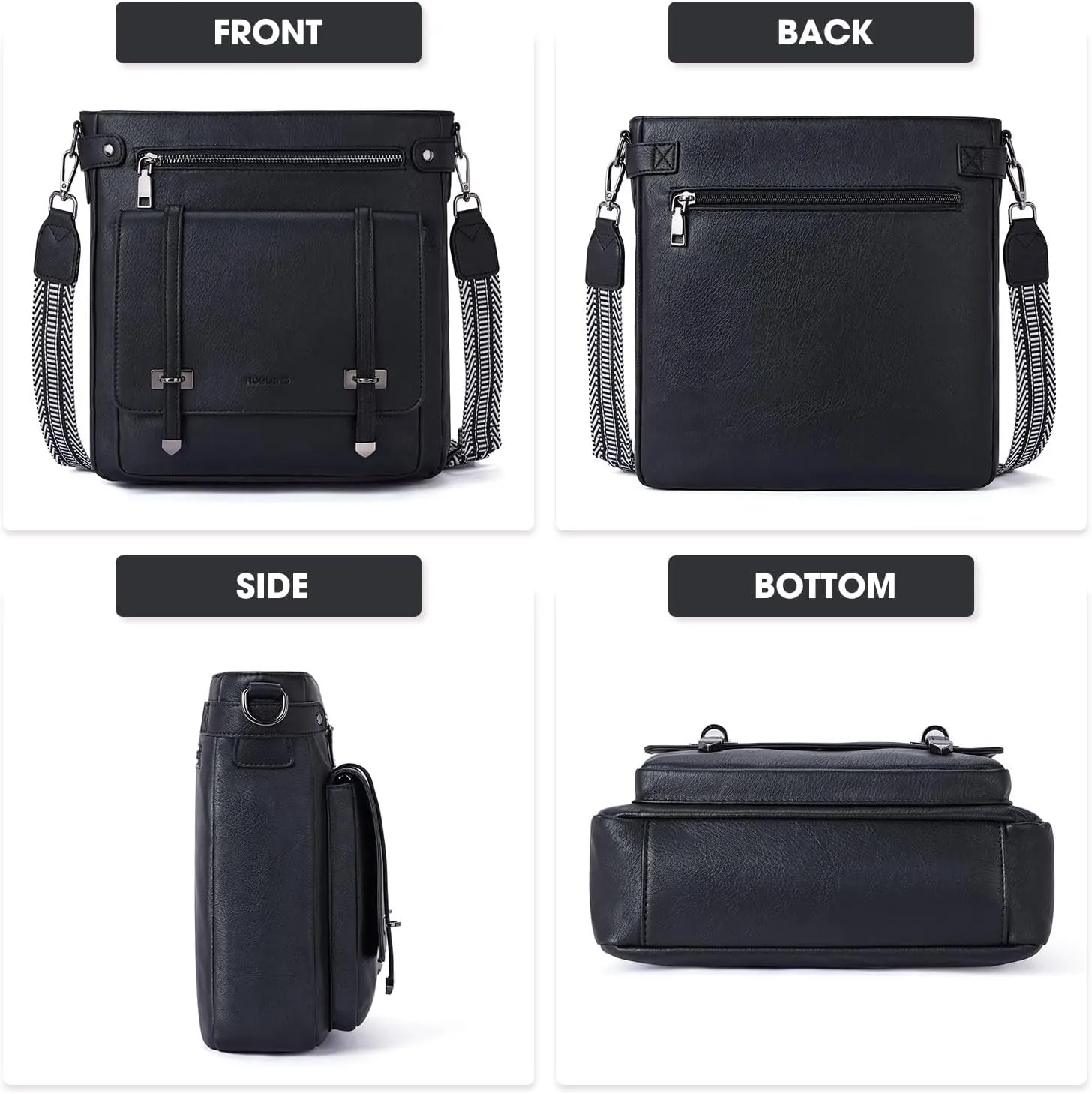 Crossbody Bags for Women,Multi Pocket Crossbody Purses Vegan Leather Shoulder Handbags Travel Purse Adjustable Strap