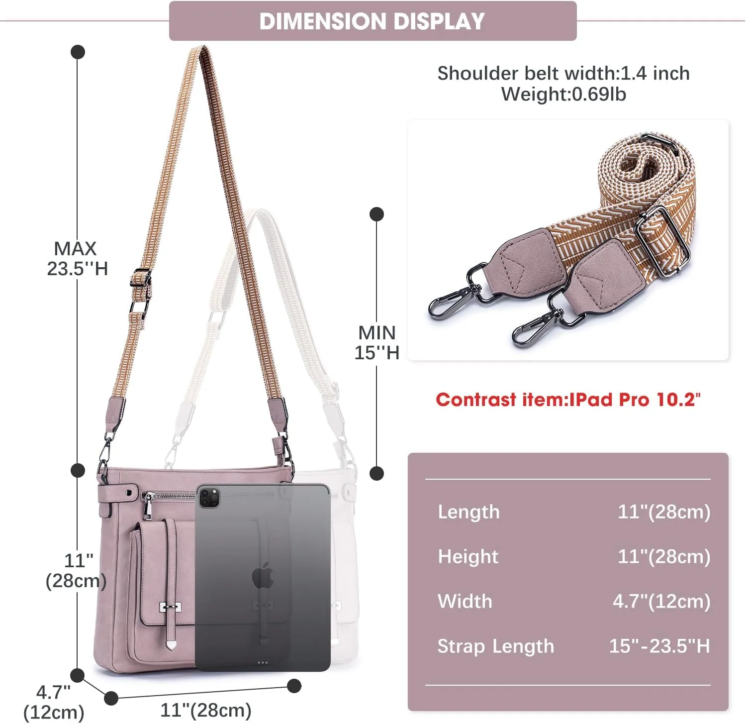 Crossbody Bags for Women,Multi Pocket Crossbody Purses Vegan Leather Shoulder Handbags Travel Purse Adjustable Strap