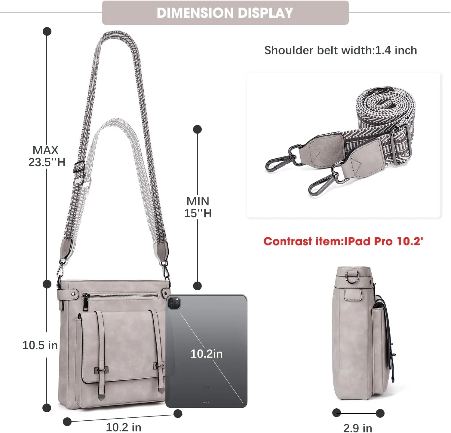 Crossbody Bags for Women,Multi Pocket Crossbody Purses Vegan Leather Shoulder Handbags Travel Purse Adjustable Strap