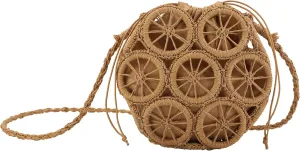 Crossbody Straw Bags for Women, Hollowed-out Lemon Hand Woven Shoulder Bag with Rattan Strap, Trendy 2025 Beach Purses
