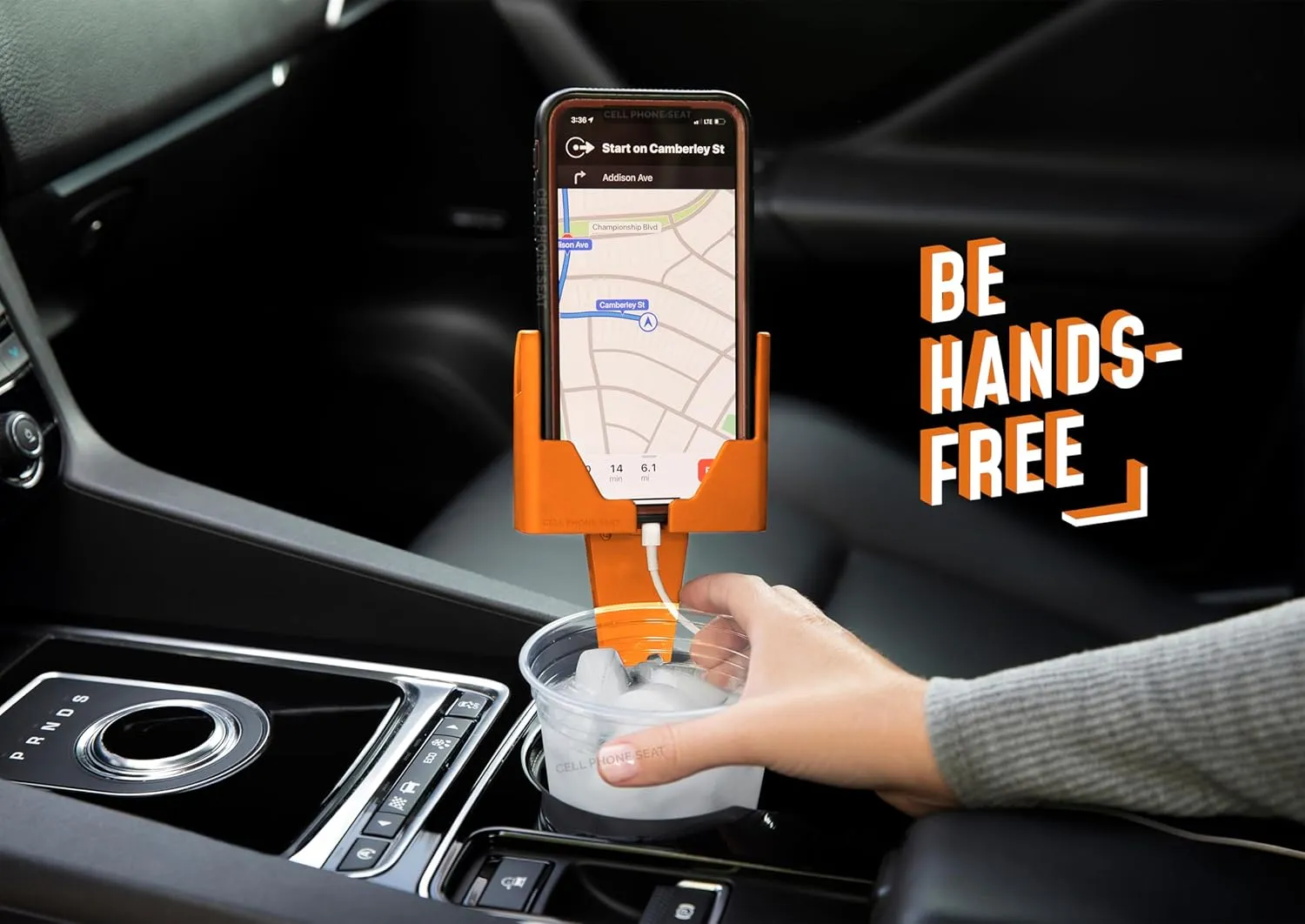 Cup Holder Phone Holders for Your Car Cupholder - Made in USA - Cup Holder Phone Mount for Car, Universal Compatible with All Smartphones, iPhone, Samsung Google Android Cellphone Stand Pumpkin Orange