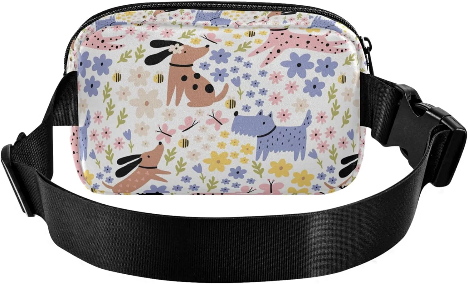 Custom Cartoon Dogs Flowers Waterproof Women Fanny Packs Anti Theft Belt Bag Pattern Waist Pack for Women