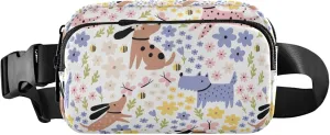 Custom Cartoon Dogs Flowers Waterproof Women Fanny Packs Anti Theft Belt Bag Pattern Waist Pack for Women