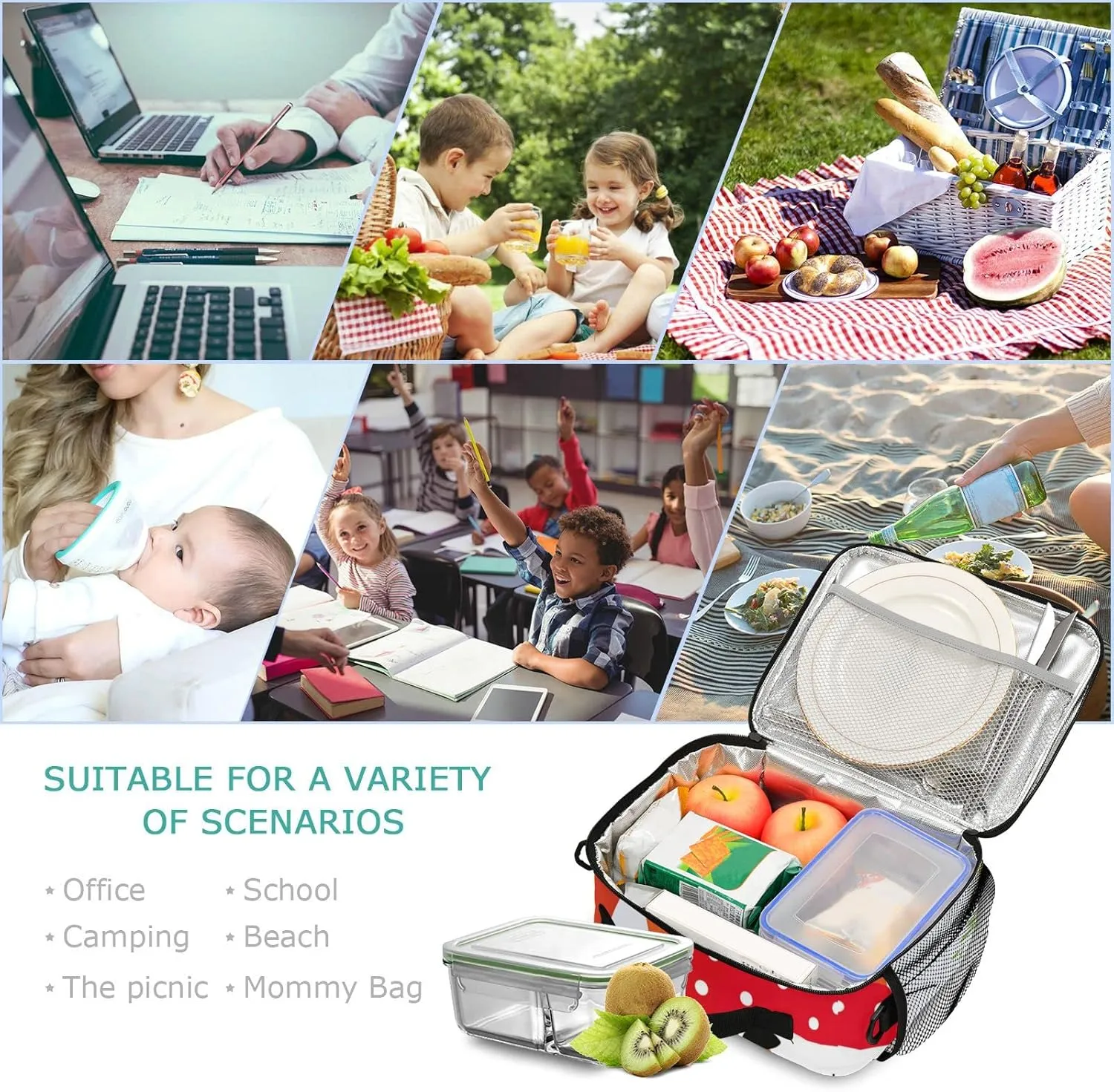 Custom Fox Lunch Box Girls Personalized Insulated Lunch Bag with Name Kids Cooler Tote Shoulder Strap Reusable for School Picnic Travel
