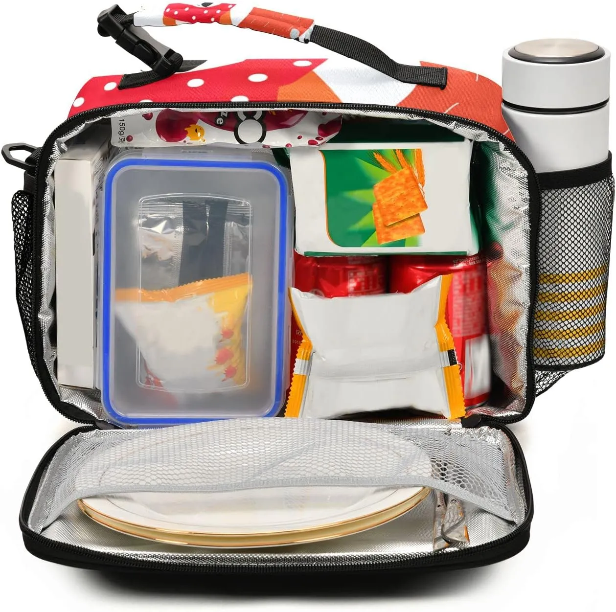 Custom Fox Lunch Box Girls Personalized Insulated Lunch Bag with Name Kids Cooler Tote Shoulder Strap Reusable for School Picnic Travel