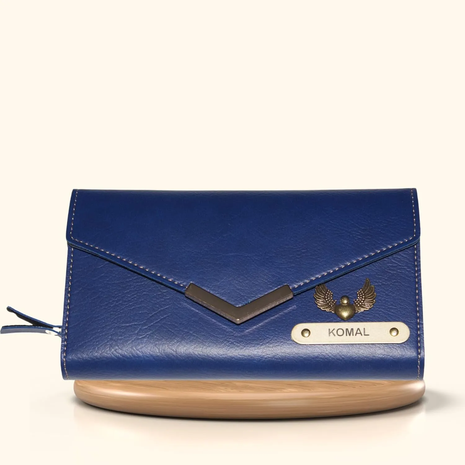 Customized Leather Purse for Women | Personalized Ladies Handbag, Clutch for Ladies, Wives and Mothers, Blue, Classic
