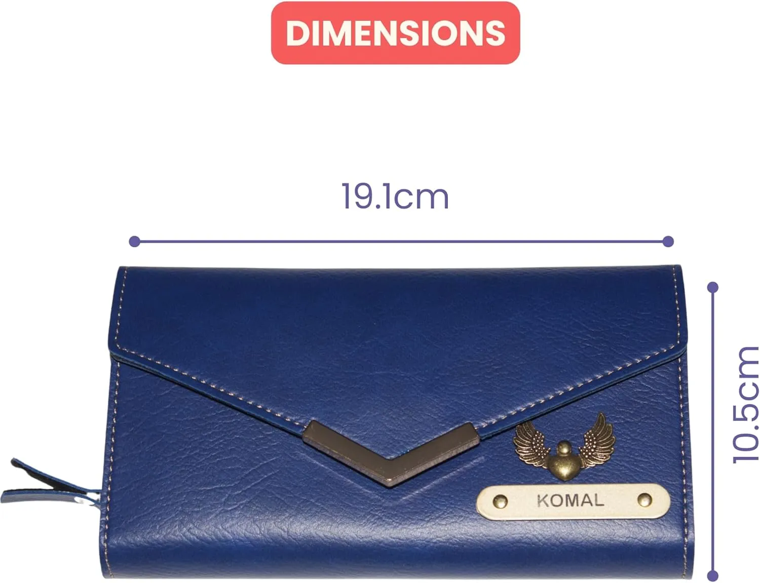 Customized Leather Purse for Women | Personalized Ladies Handbag, Clutch for Ladies, Wives and Mothers, Blue, Classic