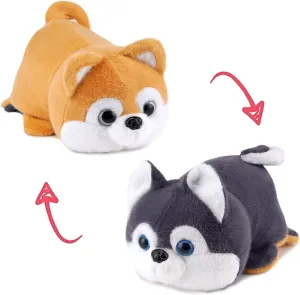 Cute Husky & Shiba Inu Plush Toy,Convertible Forms Stuffed Animal Husky Stuffed Animal Shiba Inu Plushie Christmas Birthday Gift for Baby Girl Boy Adult Kid (Husky)