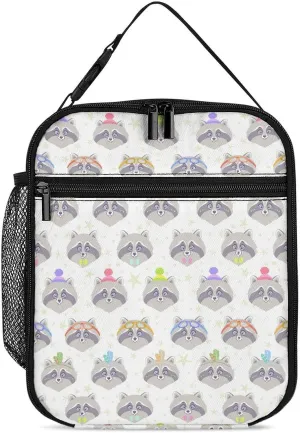 Cute Raccoon Reusable Lunch Bag Insulated Portable Lunch Box Bag Leak Proof Dining Bag Lunch Box Container Tote Pattern92
