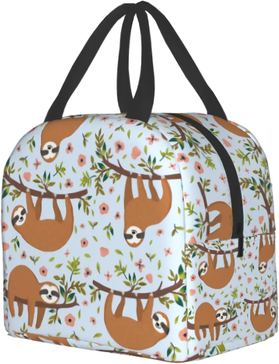 Cute Sloth Lunch Box for Kids Girls, Cartoon Animal Flower Trees Insulated Lunchbox Bento Tote Bag for Teens Back to School Women Men Travel