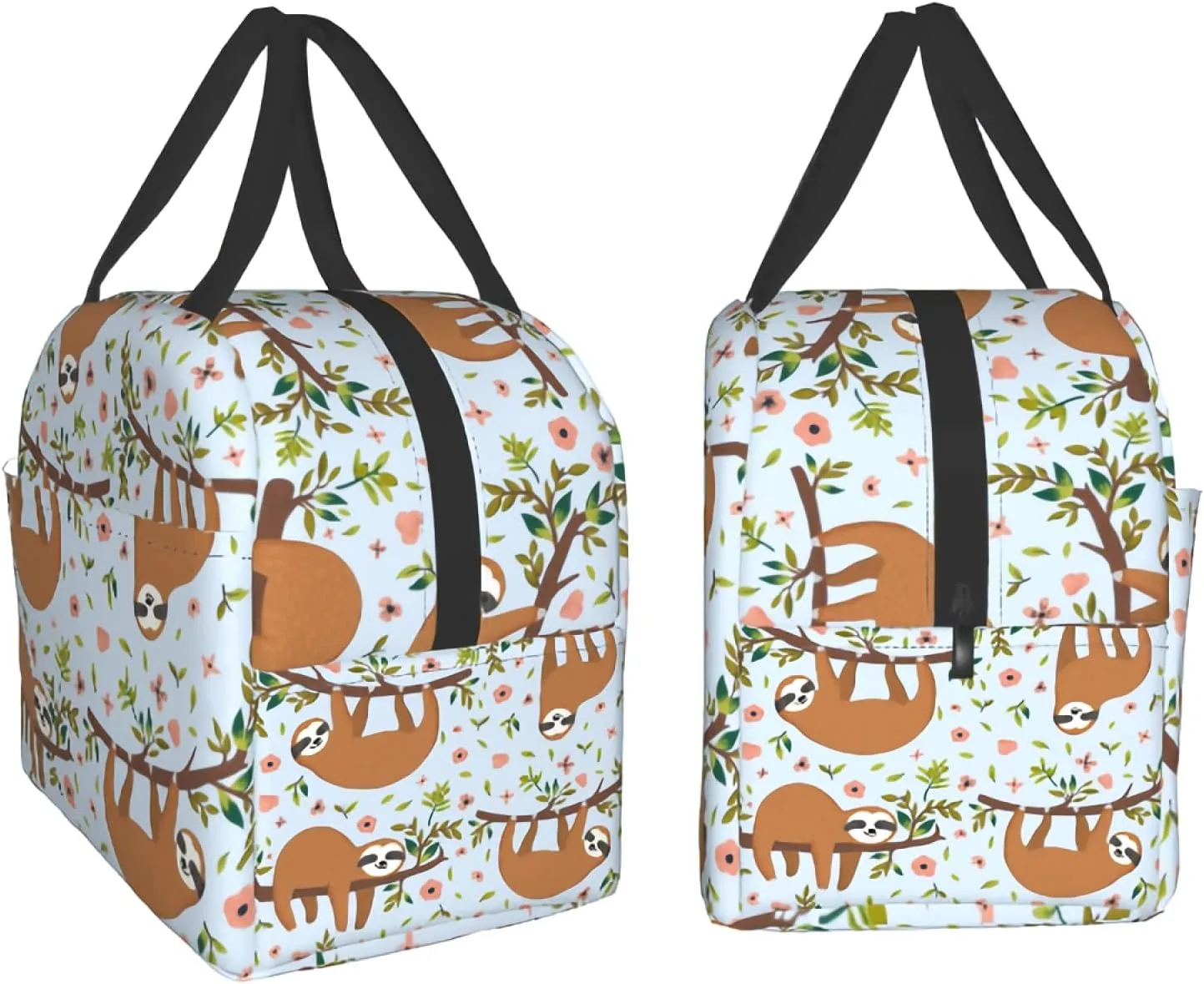 Cute Sloth Lunch Box for Kids Girls, Cartoon Animal Flower Trees Insulated Lunchbox Bento Tote Bag for Teens Back to School Women Men Travel