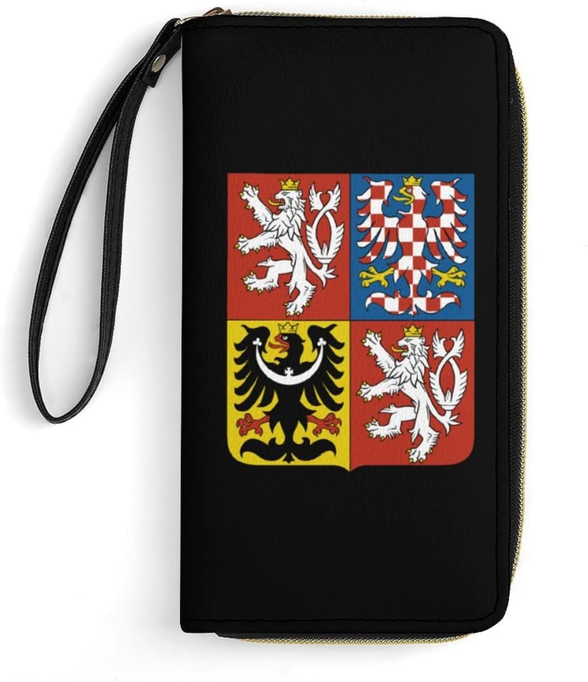 Czech National Emblem Women's Wallet Long Clutch Purse with Wristlet Strap Zipper Phone Handbag