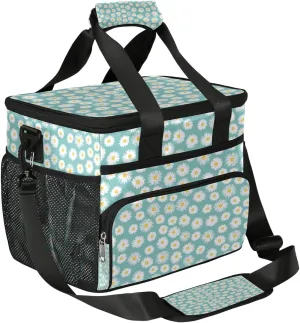 Daisy Naive Blue Large Lunch Bag Insulated Lunch Box Soft Cooler Cooling Tote for Adult Men Women, Reusable Lunchbag Leakproof Lunchbox for Picnic Beach -15L,20 Cans