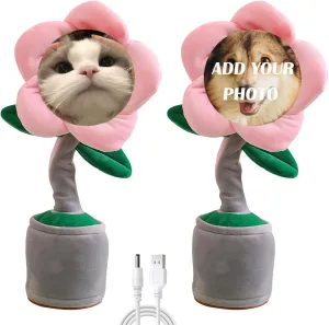 Dancing Flower with Custom Face,Personalized Photo UV Printed with Voice Recording,Repeats What You Say,Interactive Gifts for Friends Birthday Festival (Light Pink)