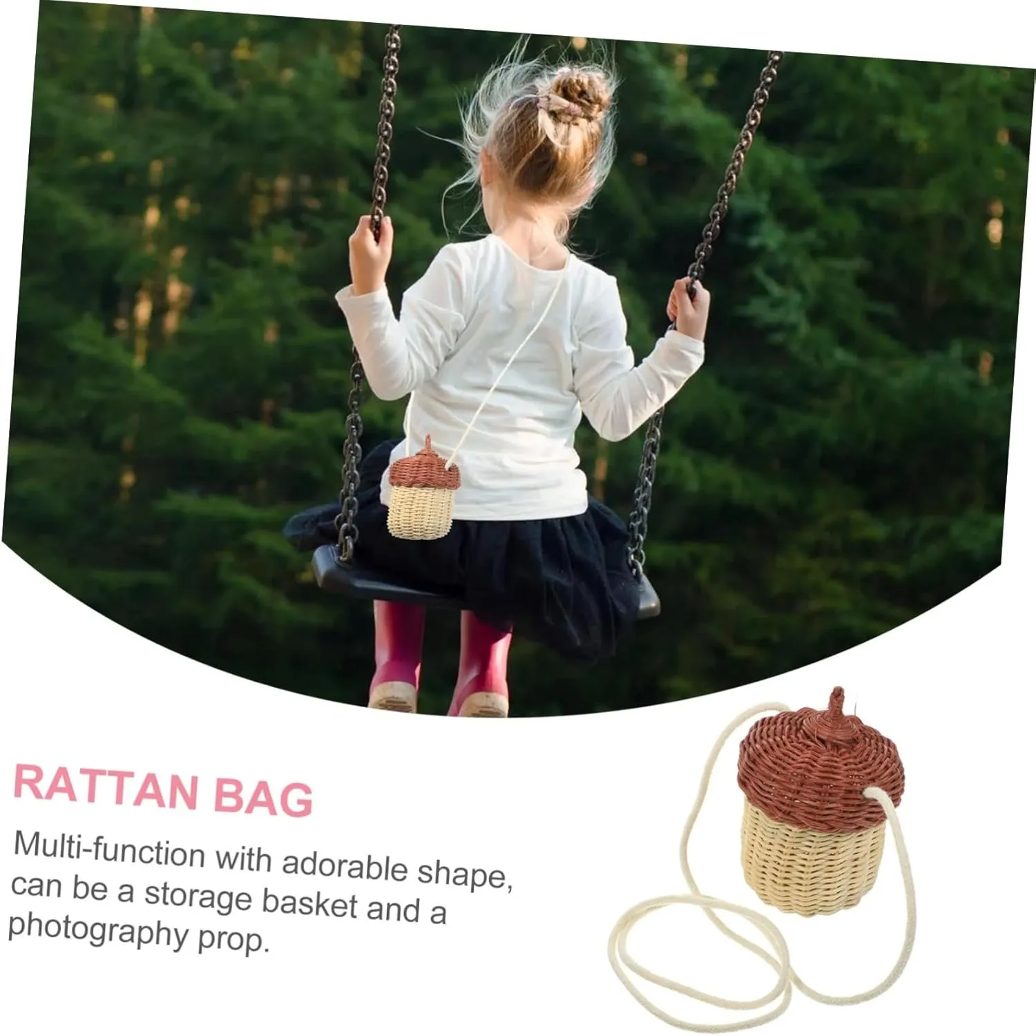 DECHOUS 3pcs Woven Boys and Girls Play Purse Toddler Photography Bag Acorn Shape for Girls