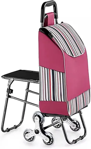 DELURA Shopping Cart, Grocery Cart, with Dual Swivel Wheels for Groceries, Compact Folding Portable Cart Saves Space, Lightweight Easy to Move Holds (Color : B)