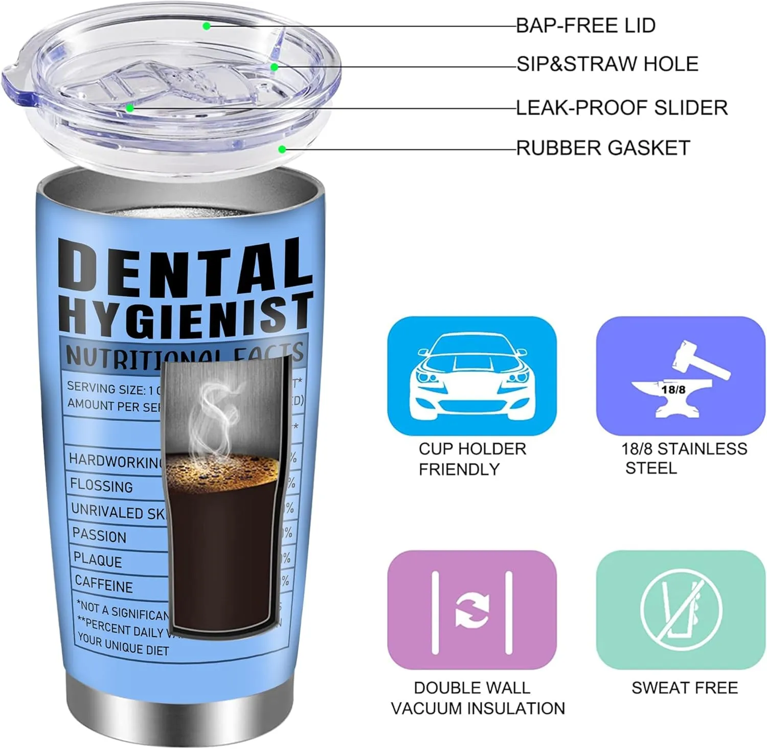 Dental Hygienist Gift for Women Tumbler 20Oz Dentist Dental Assistant Gifts for Coworkers Friends Students Graduation Birthday Gift, Appreciation Gifts for Dentals Hygienist Coffee Travel Cups