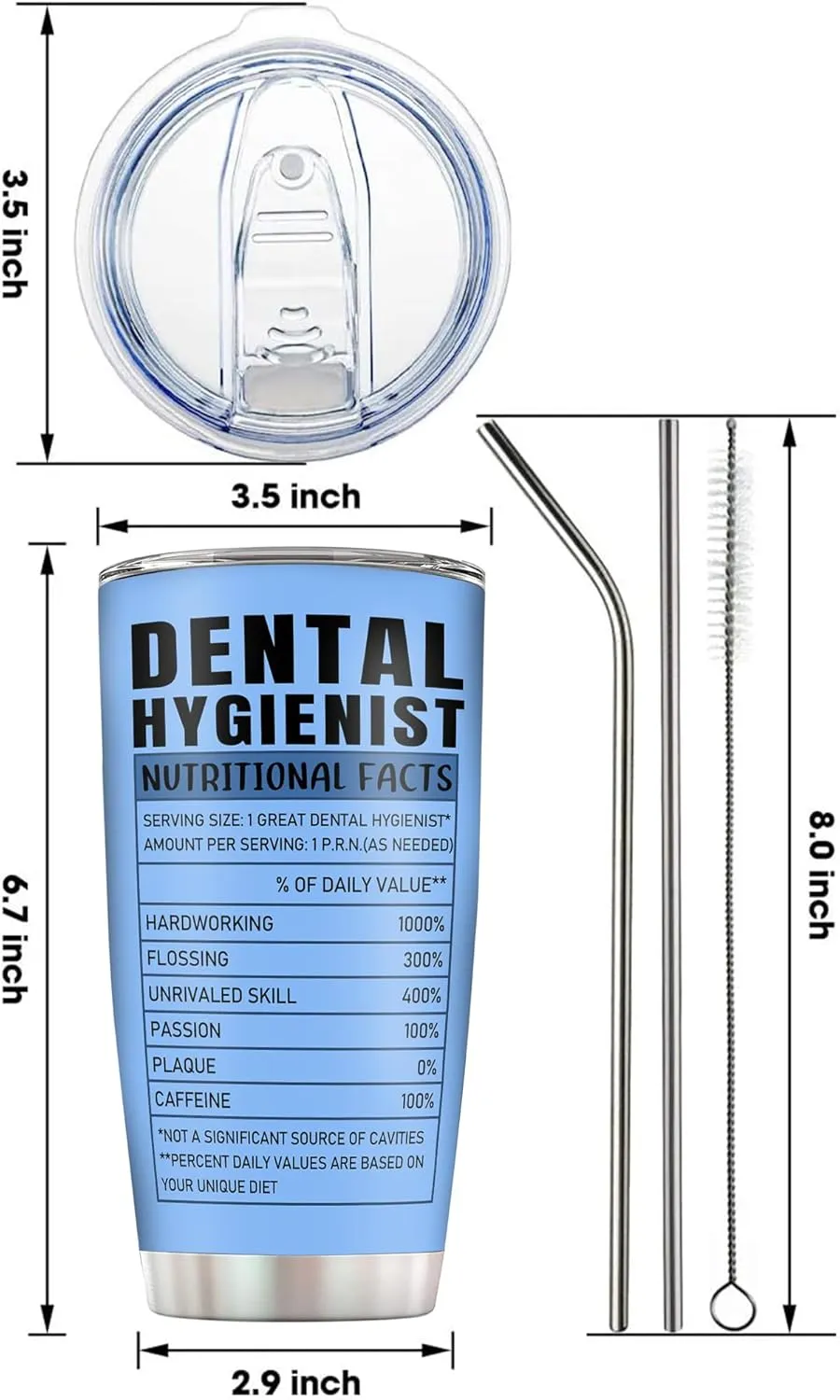 Dental Hygienist Gift for Women Tumbler 20Oz Dentist Dental Assistant Gifts for Coworkers Friends Students Graduation Birthday Gift, Appreciation Gifts for Dentals Hygienist Coffee Travel Cups