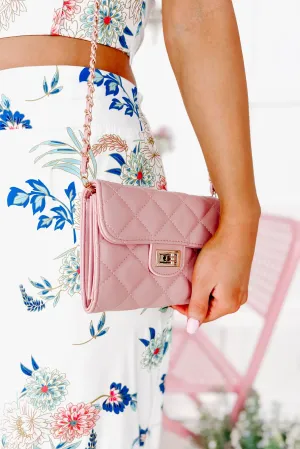 Desired Details Faux Leather Quilted Crossbody (Pink)