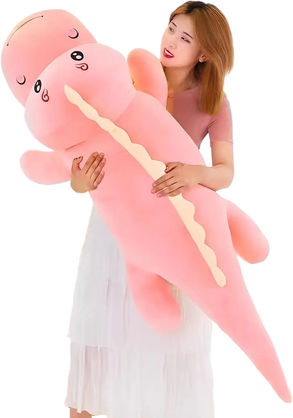 Dinosaur Plush Toy Pillow, Soft Lumbar Back Cushion Big Dinosaur Plushies Stuffed Toy Cute Pillows, Great Gift for Kids Birthday, Valentine (Pink,47.2in)