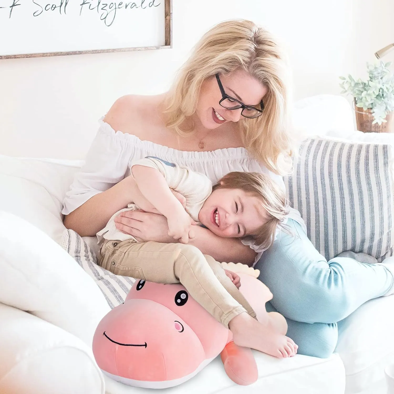 Dinosaur Plush Toy Pillow, Soft Lumbar Back Cushion Big Dinosaur Plushies Stuffed Toy Cute Pillows, Great Gift for Kids Birthday, Valentine (Pink,47.2in)