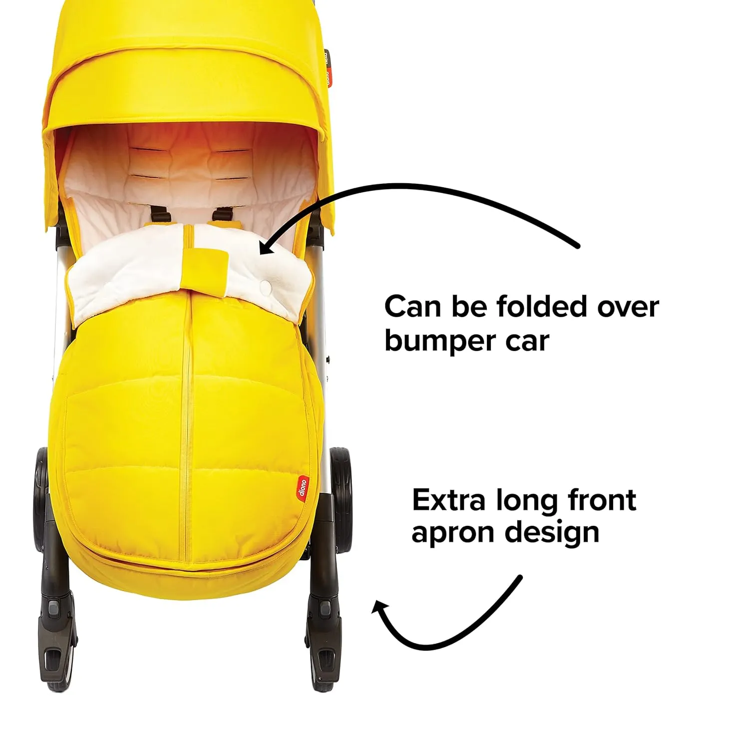 Diono All Weather Stroller Footmuff, Universal Fit from Baby to Toddler with Cozy Super Soft Padding, Weatherproof, Water Resistant Lining, Yellow Sulphur